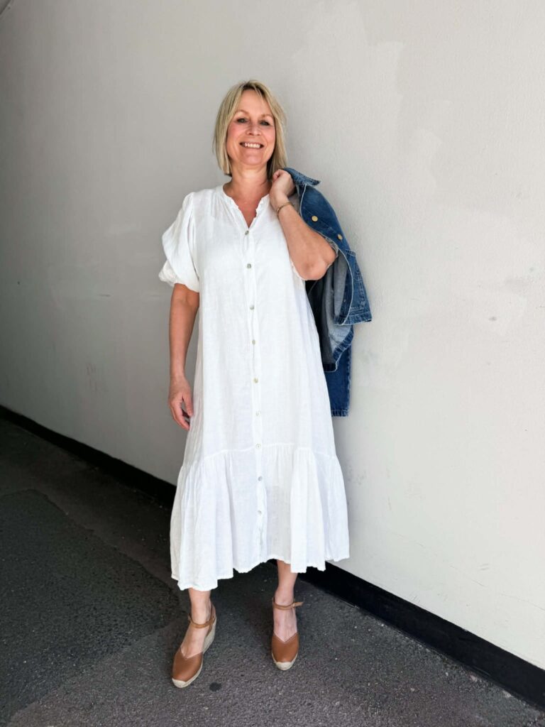 IBC Collection Linen Dress Sofia White