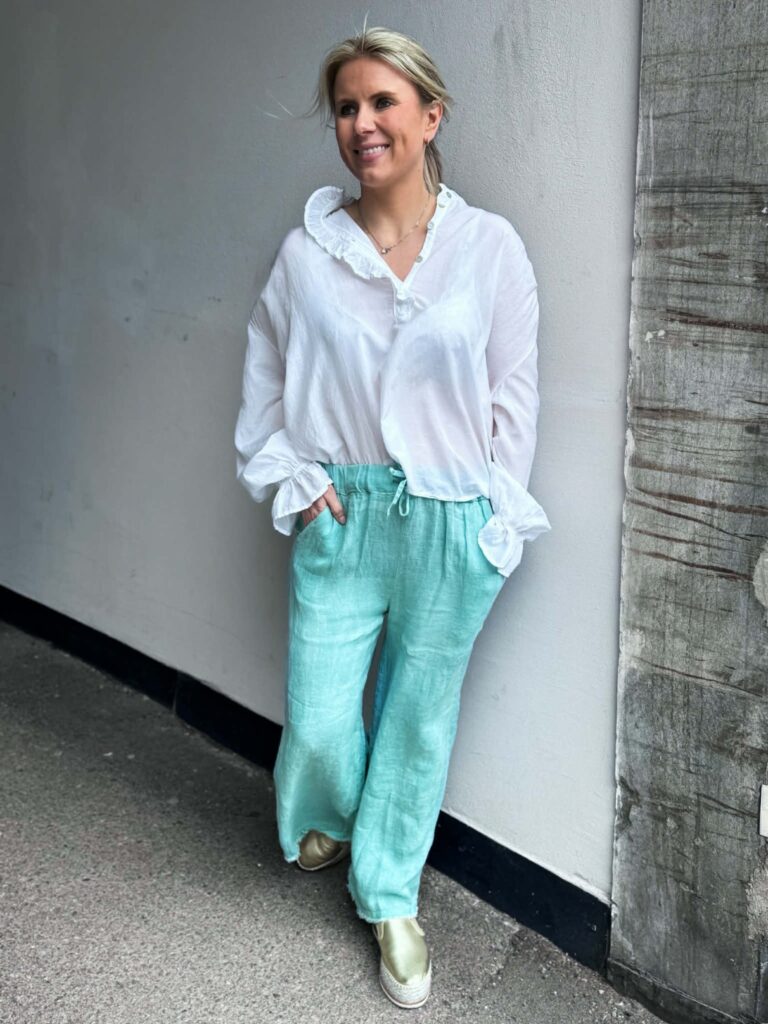 Ibc Collection Linen Pants Frynse Turkis