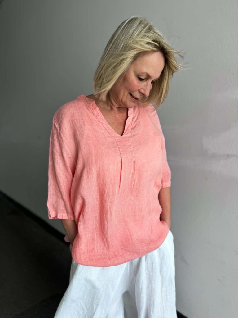 Ibc Collection Linen Shirt Peach