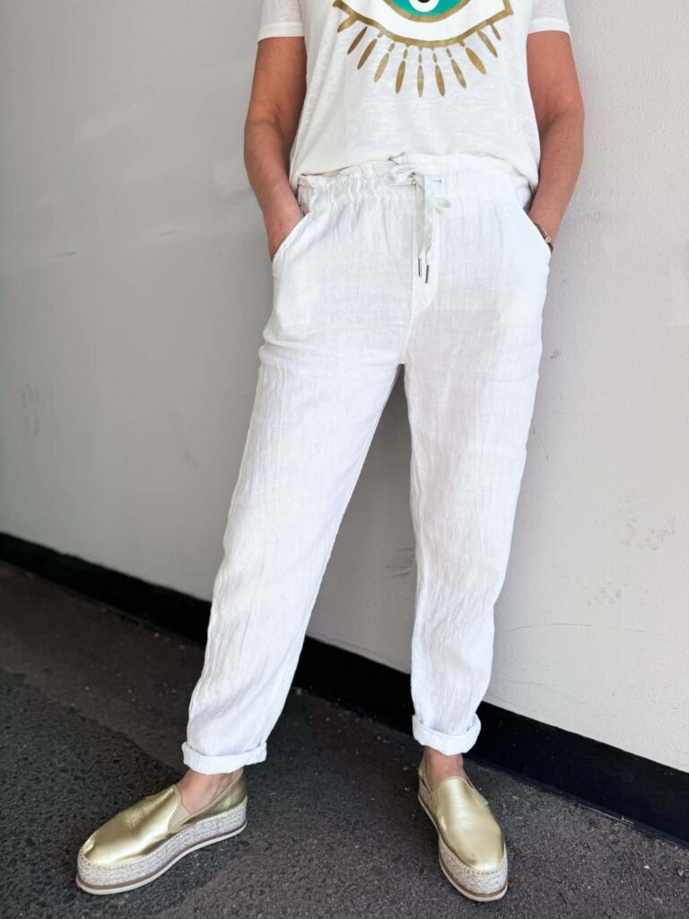 IBC Collection Rock And Roll Linen Pants White