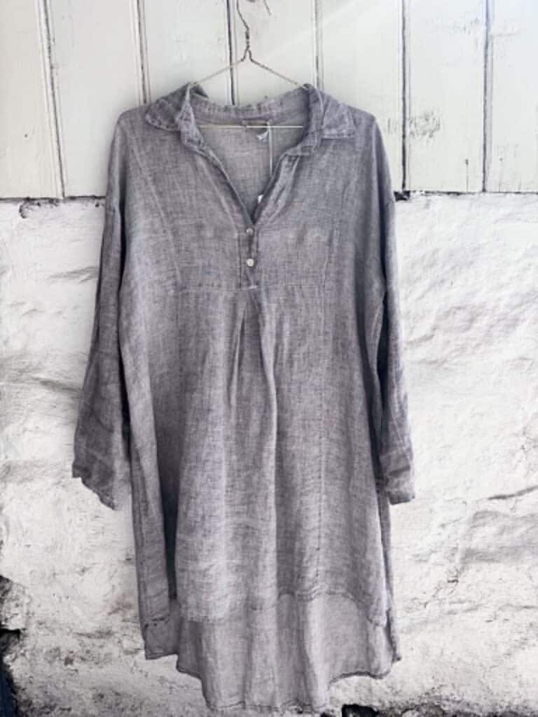Ibc Collection Linen Dress Grey