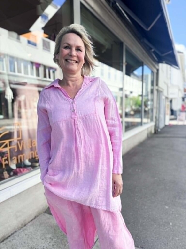 Ibc Collection Linen Dress Pink