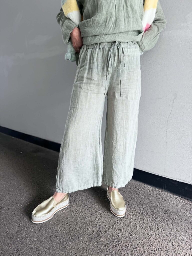 Ibc Collection Linen Pants Abba Light Army