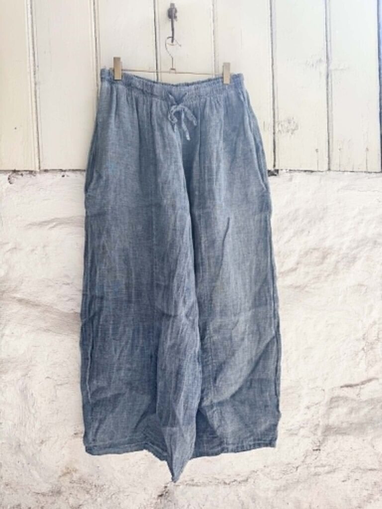 Ibc Collection Linen Pants Denim Blue