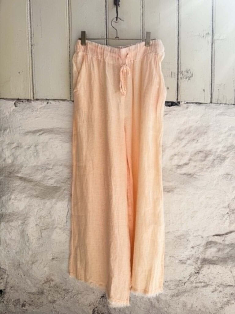 Ibc Collection Linen Pants Frynse Light Peach