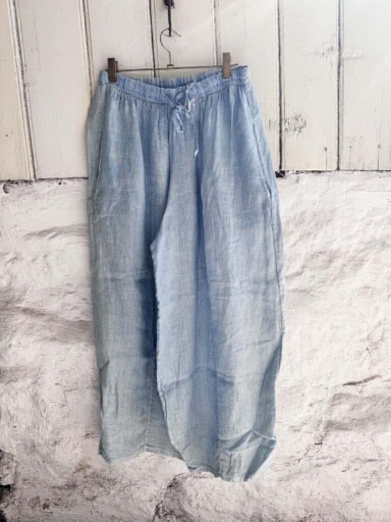 Ibc Collection Linen Pants Light Blue