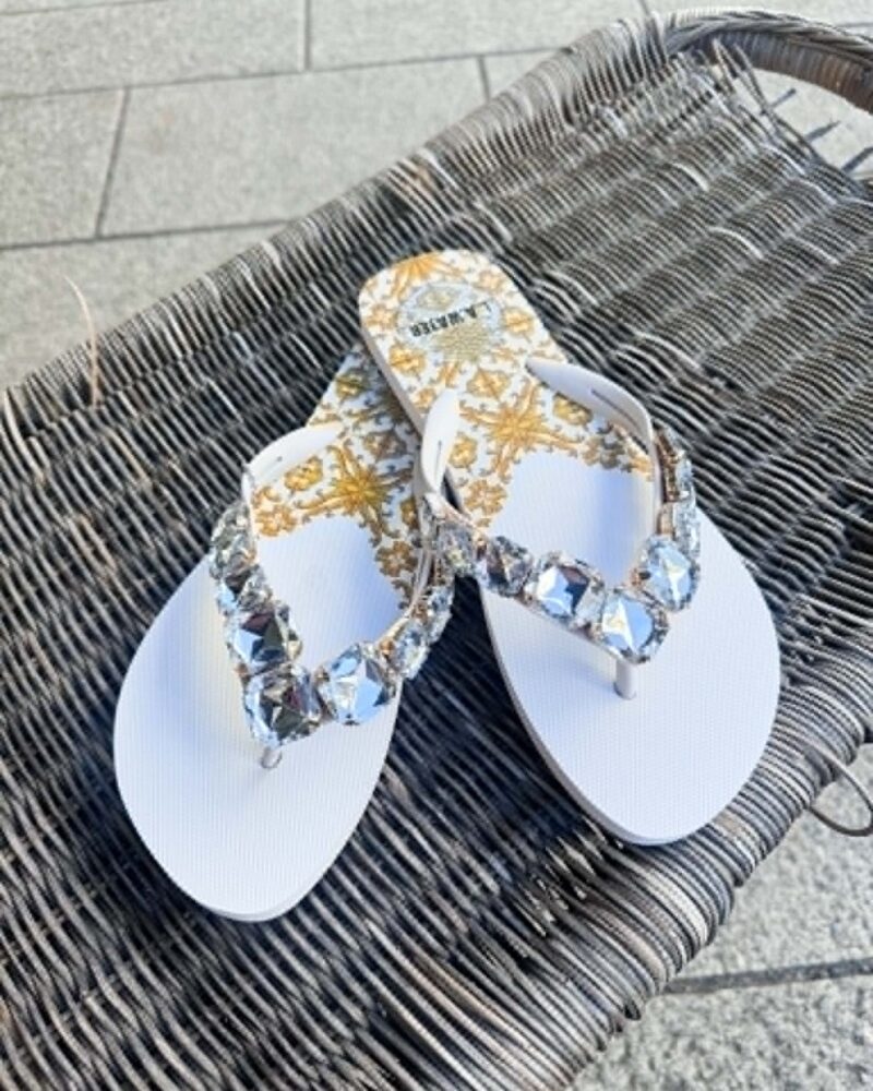 L.A Water Flip Flops White Crystal