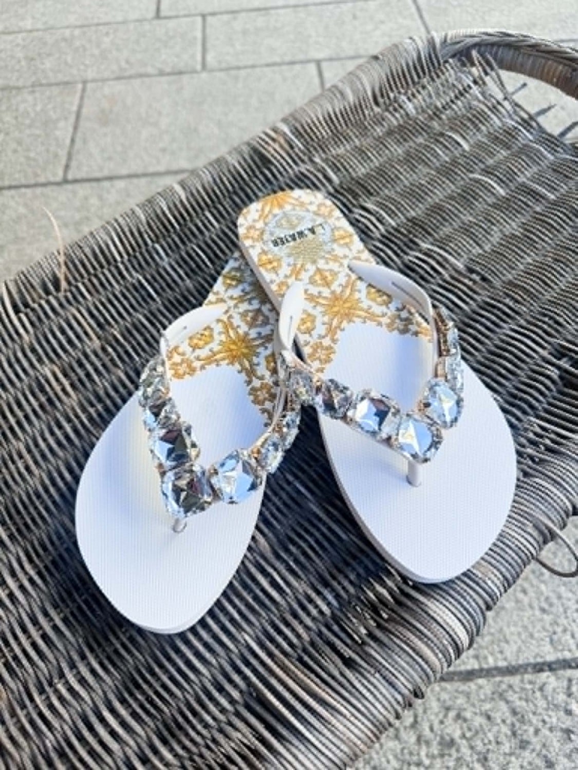 L.A Water Flip Flops White Crystal