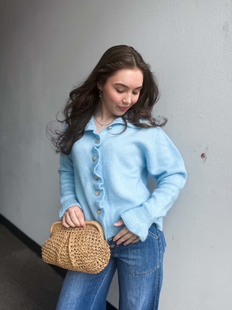 Qnuz Cardigan Small Button Blue