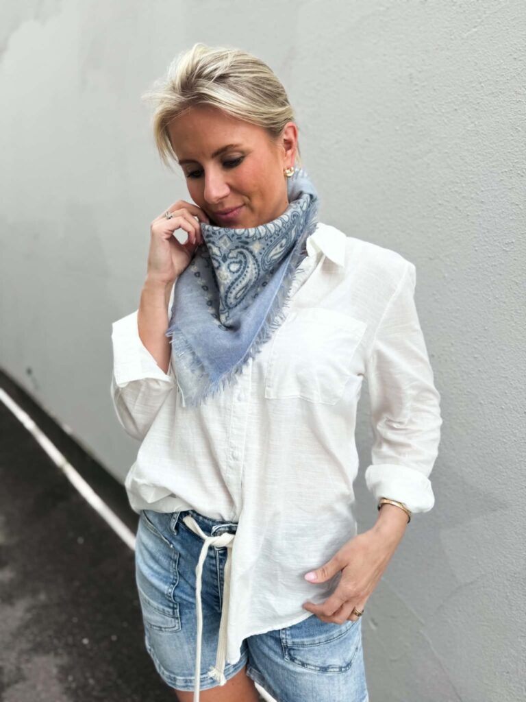 Von Goat Bandana Calvina Paisley Scarf Blue 27-C-WF