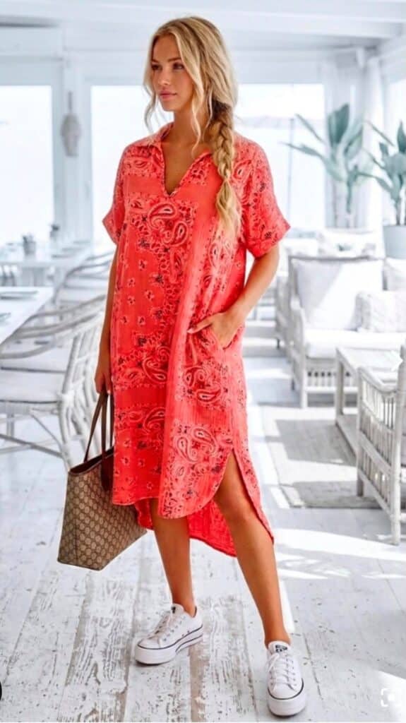Love Forever Bandana Dress Coral