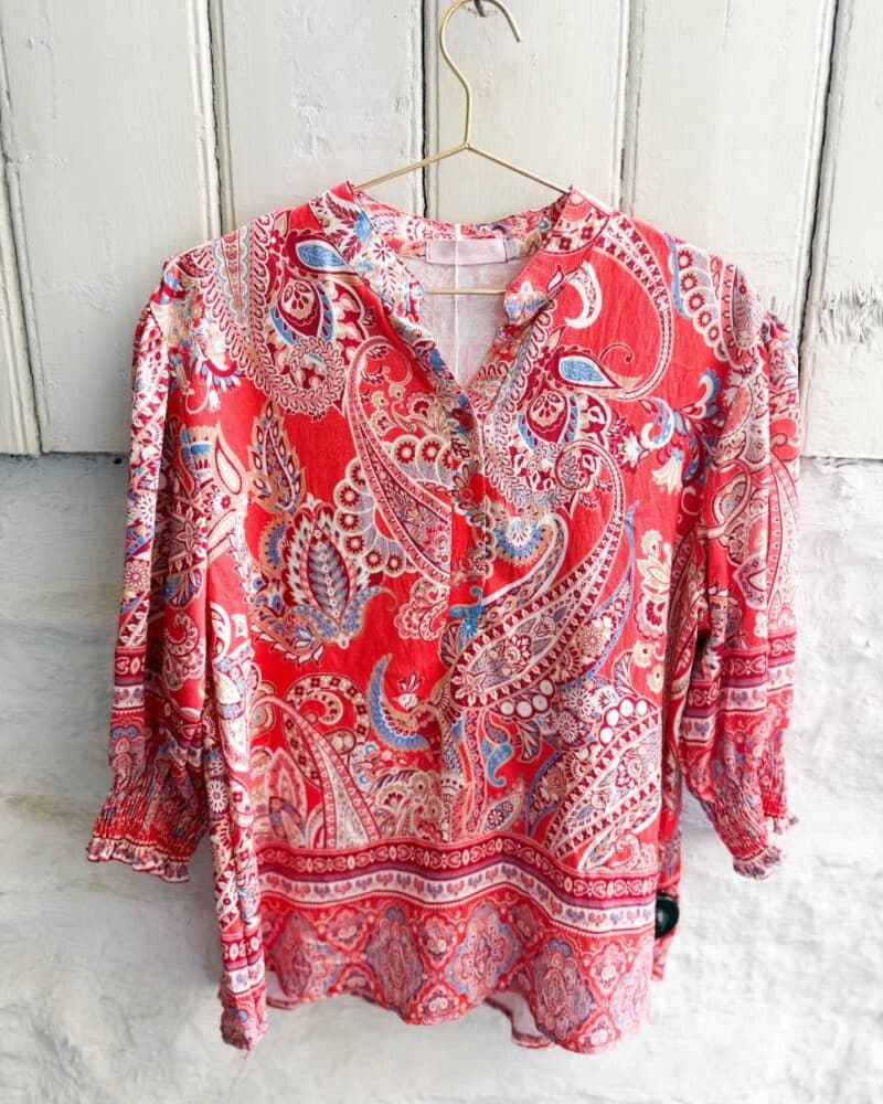 Moondust Paisley Blouse Coral