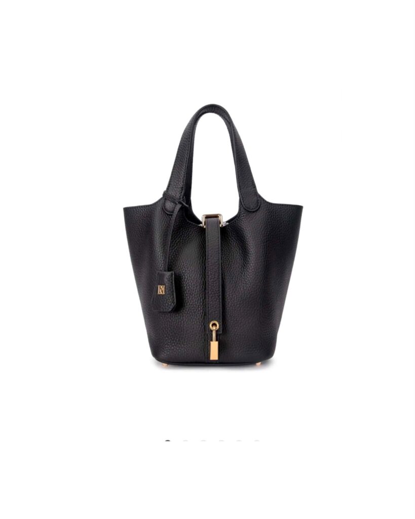 Dark Leather Bucket Bag Svart