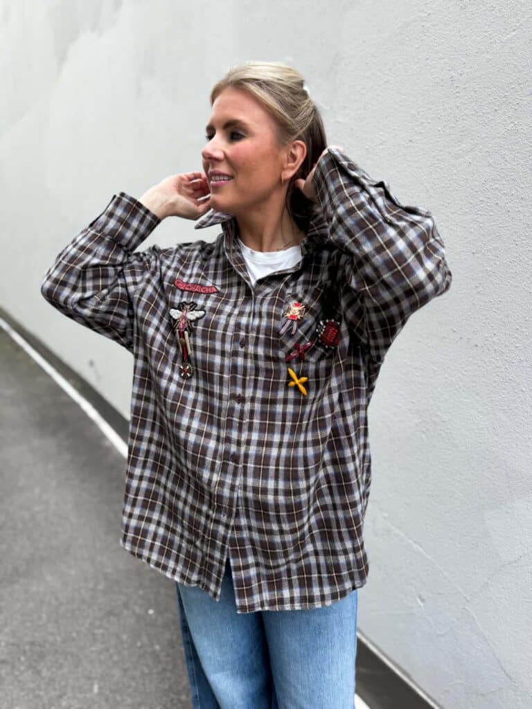 Found By Villa Flamingo Check Shirt Grey
