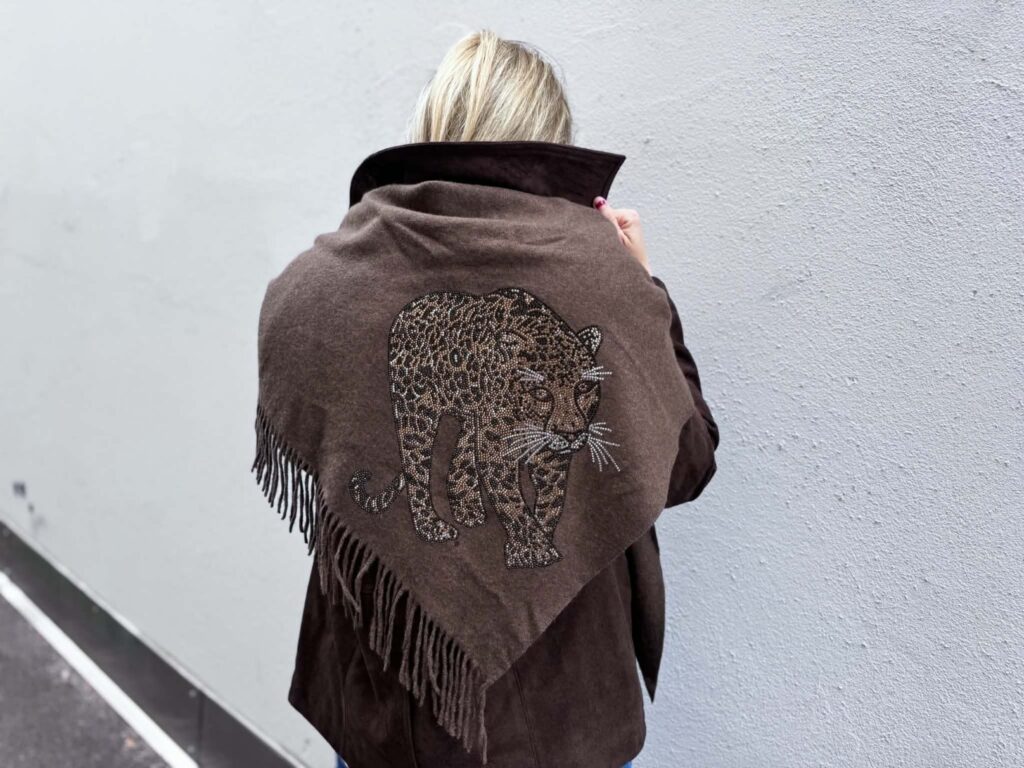 Found By Villa Flamingo Tiger Scarf Brown
