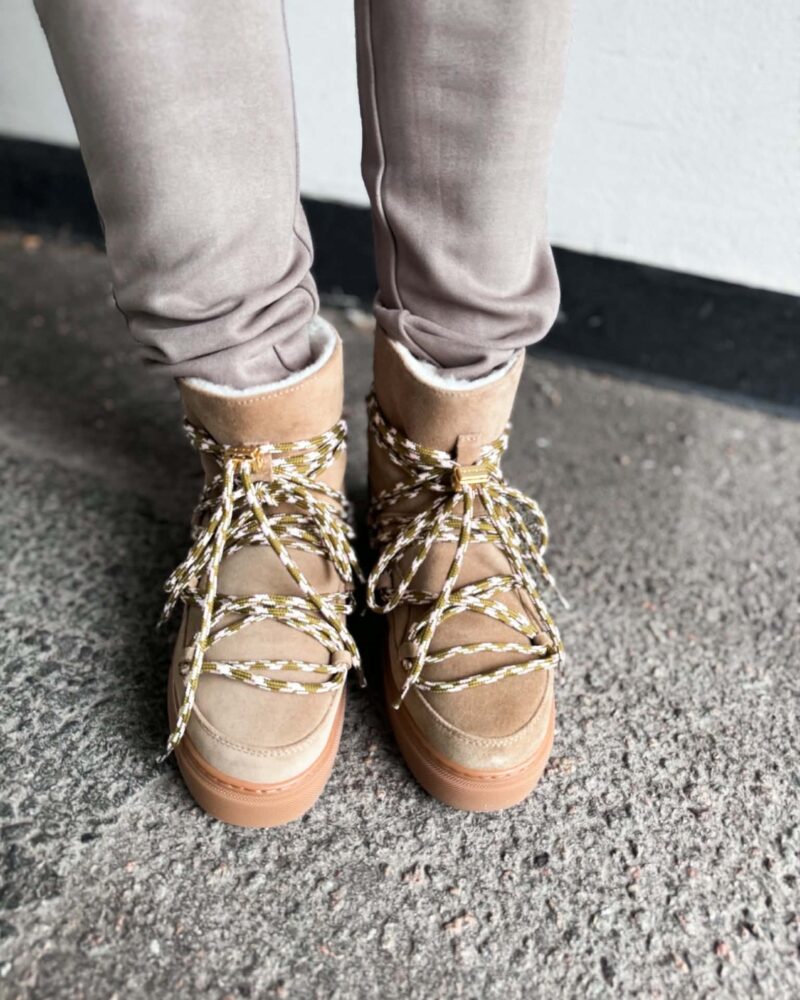 Iniukii Suede Double Tie Beige Shoes