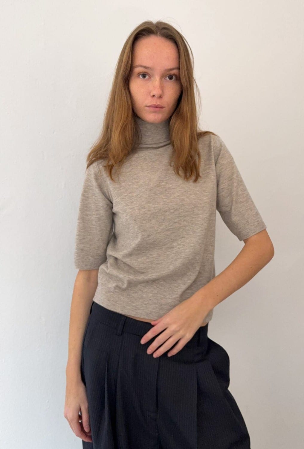 Boii Aksa T-neck knit Beige Melange