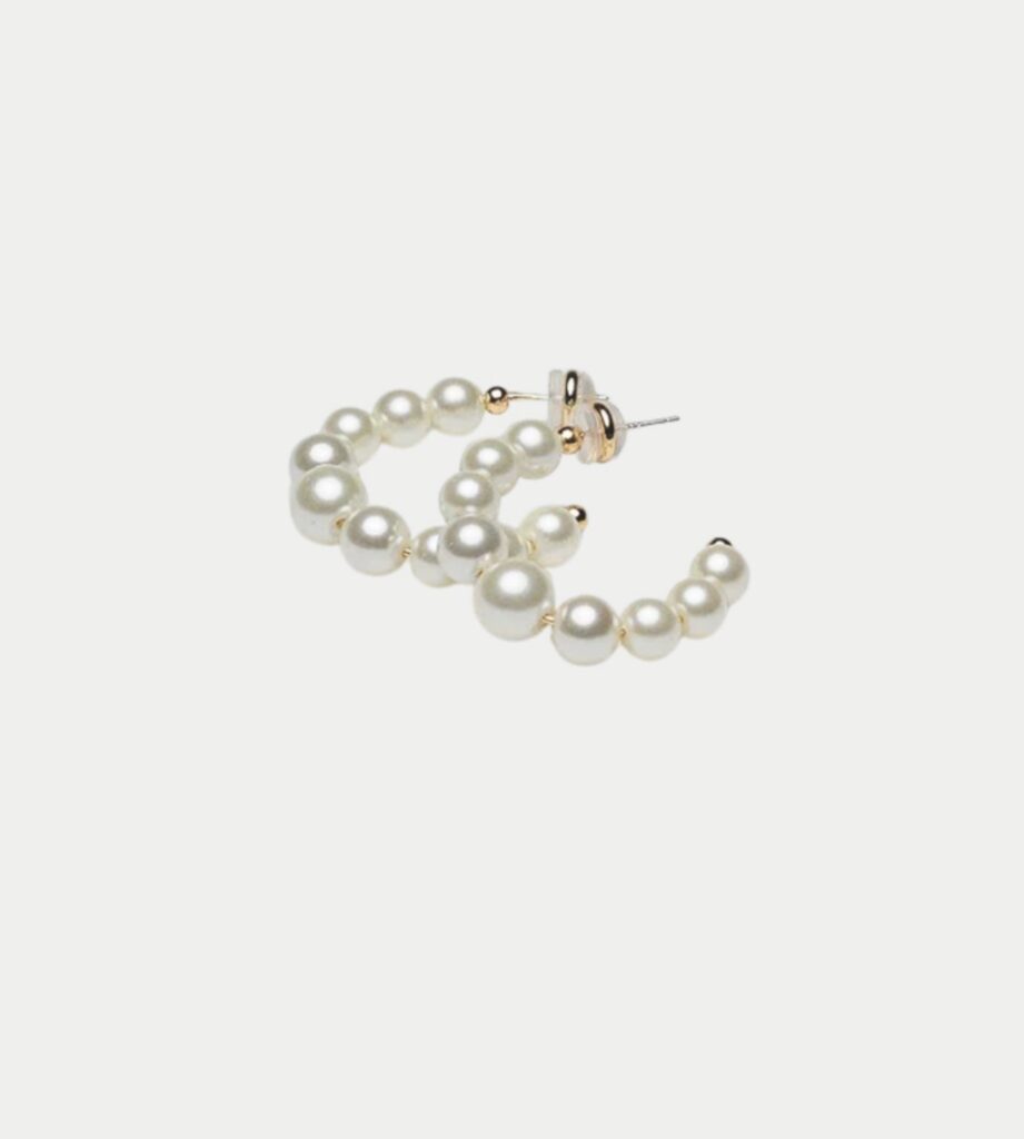 Bow19 Bead Pearl Hoops M