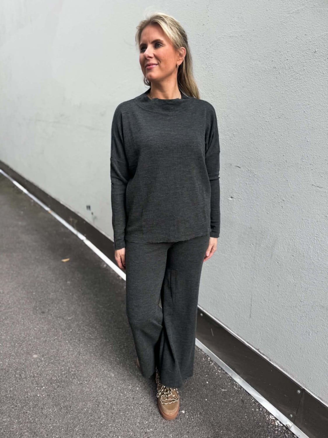 By Basics Wide Pants 3005 Anthrasite Melange