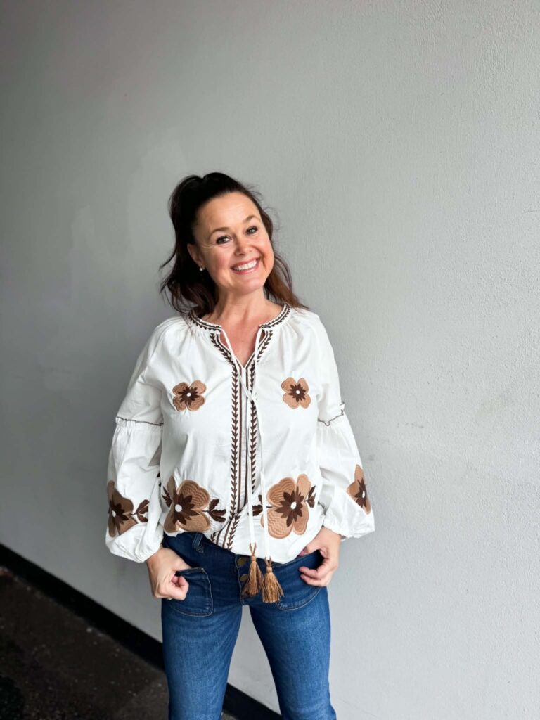 Ibc Collection Boho Flower Shirt White