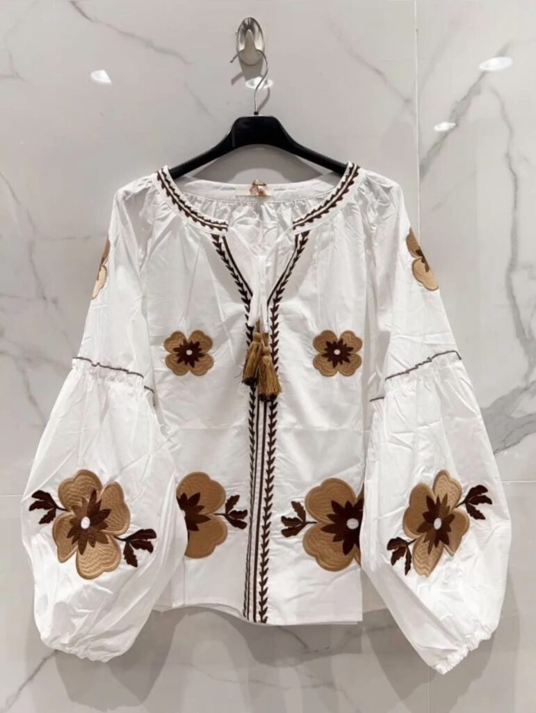 Ibc Collection Boho Flower Shirt White