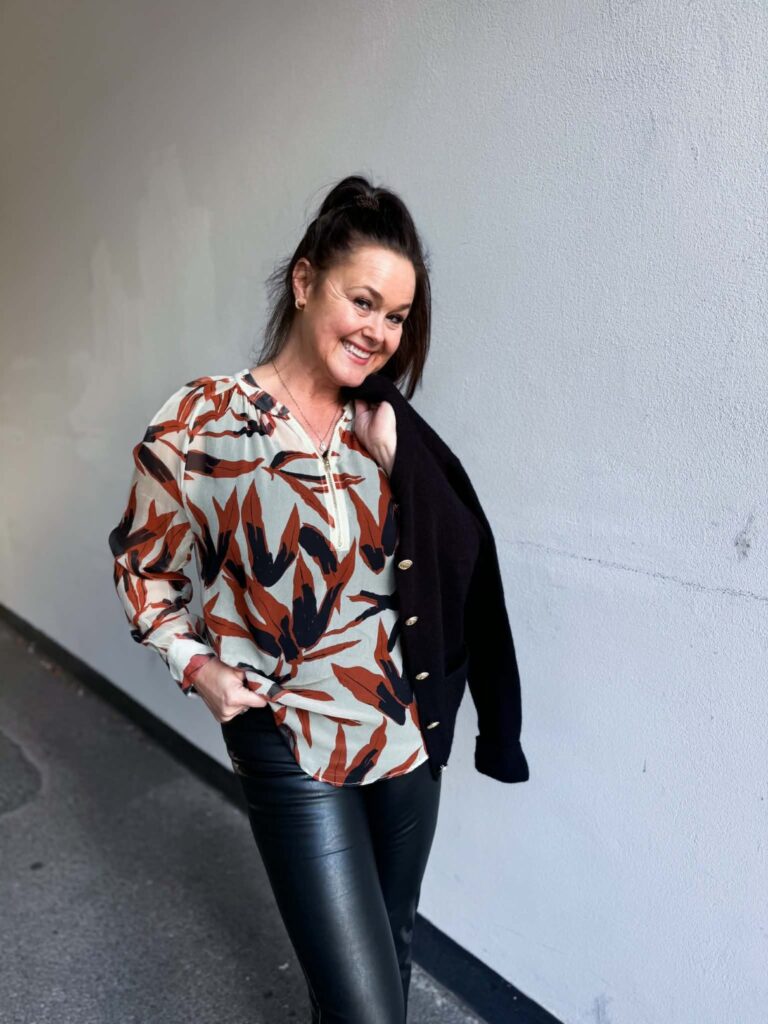Katrin Uri Zip Silk Blouse Autum Multicolur