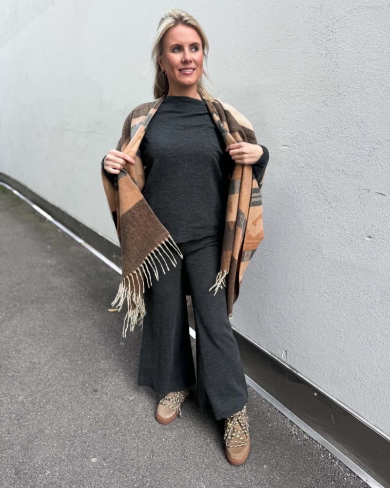 Noma Inka Poncho Kamel/Creme/Blå