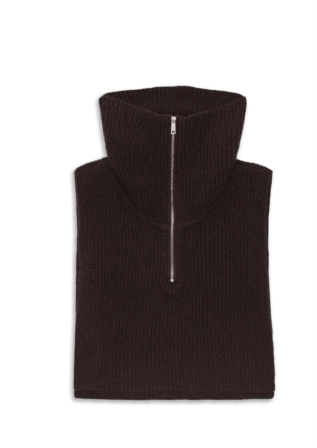 Sui Ava Cashmere Zip Neck Warmer Brown