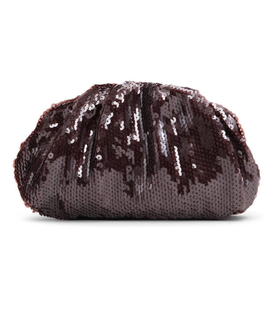 Sui Ava Sequin Clutch Bag Brown